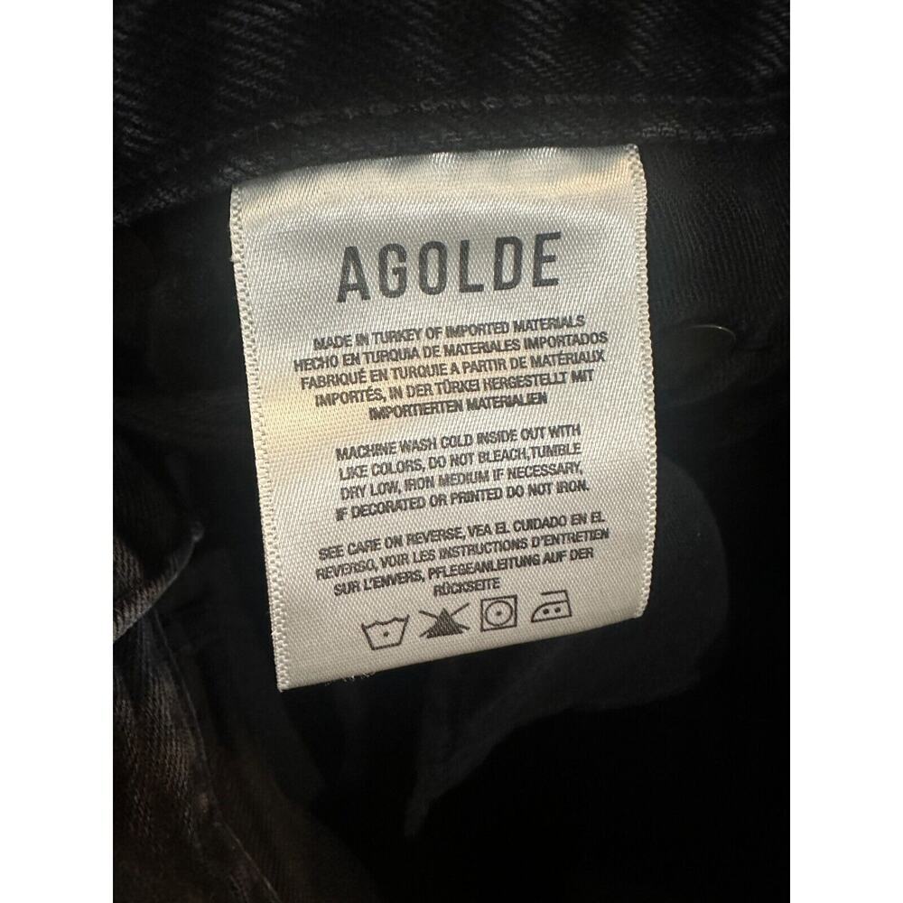 Agolde Parker Short Cut Off Raw Hem Distressed Shorts Button Fly Black Size 23 - Picture 7 of 13